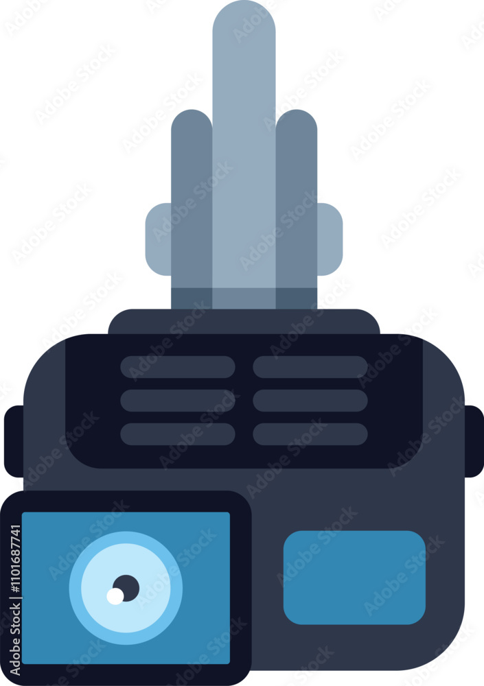 Modern action camera capturing video with its wide lens, designed for filming extreme sports Modern action camera capturing video with its wide lens, designed for filming extreme sports