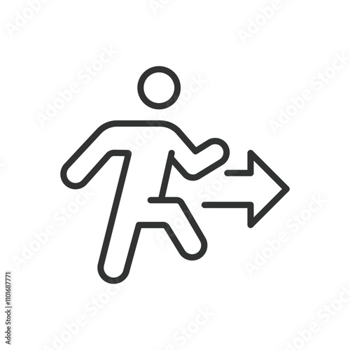 Way out, icon in line design. Exit, way, direction, escape, road, path, route on white background vector. Way out editable stroke icon