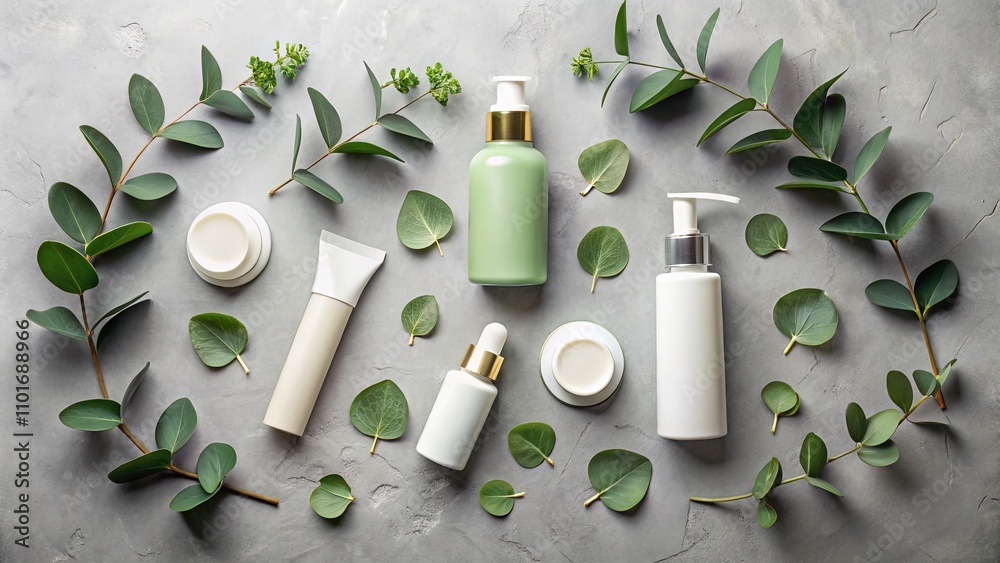 Organic Skincare Bottles Mockup - Eucalyptus Spa Beauty Organic Skincare Bottles Mockup - Eucalyptus Spa Beauty