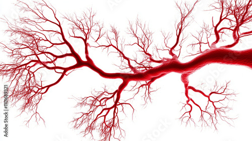 3D rendering of red veins on a white background, medical concept