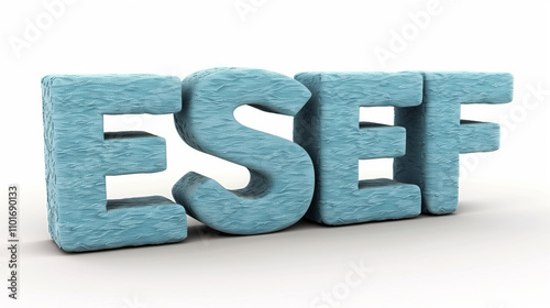 Bold blue letters 'ESEF' presented in a three-dimensional style on a white background photo