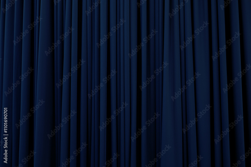Navy blue curtain with many folds background texture Navy blue curtain with many folds background texture