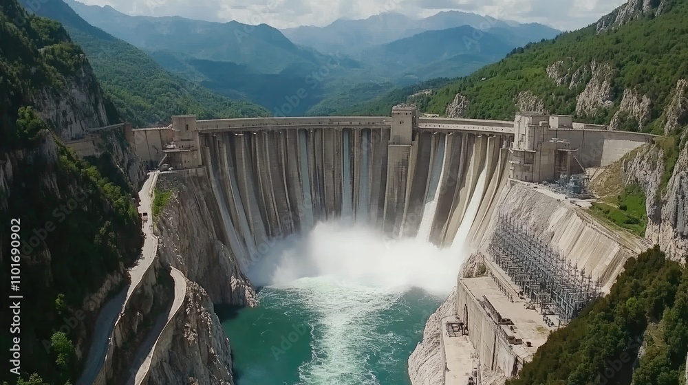 Overhead shot of a reservoir, balancing renewable energy generation with ecological preservation. Overhead shot of a reservoir, balancing renewable energy generation with ecological preservation.