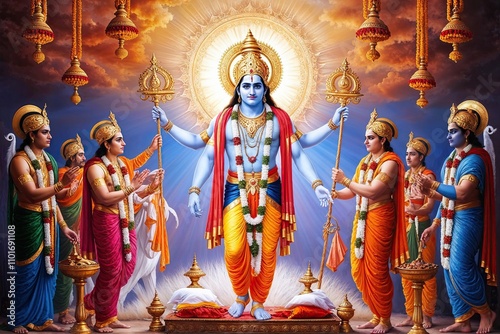 Vivid Representation of Lord Rama Honoring Tradition Righteousness and Divinity
