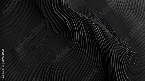 A textured black wave pattern with smooth, flowing lines creating a modern, abstract design.