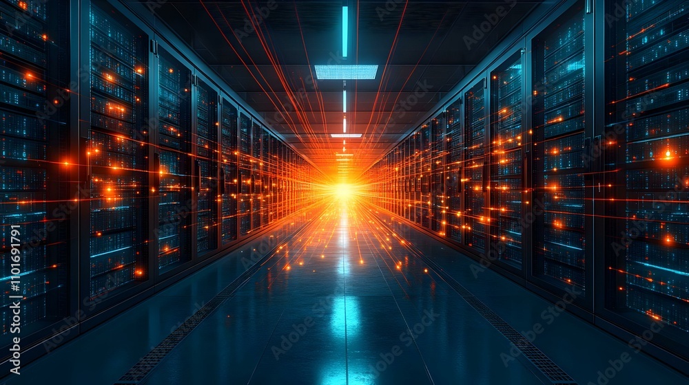 IT Professionals Implementing Network Automation in Modern Glossy Office Space IT Professionals Implementing Network Automation in Modern Glossy Office Space