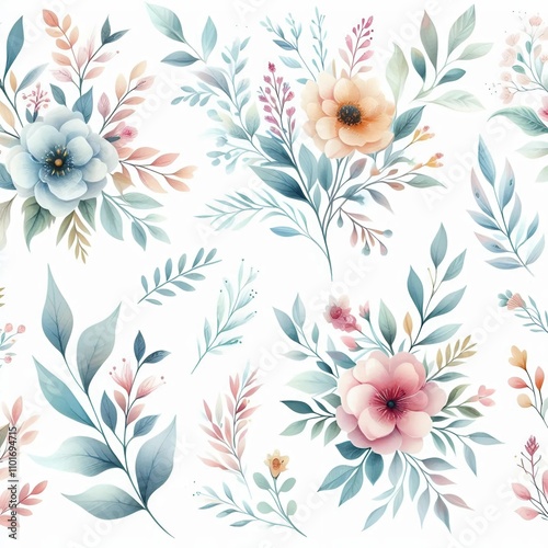 Wallpaper Mural Seamless Floral Pattern: Vintage Floral Wallpaper with Ornate Flowers and Leaves Torontodigital.ca