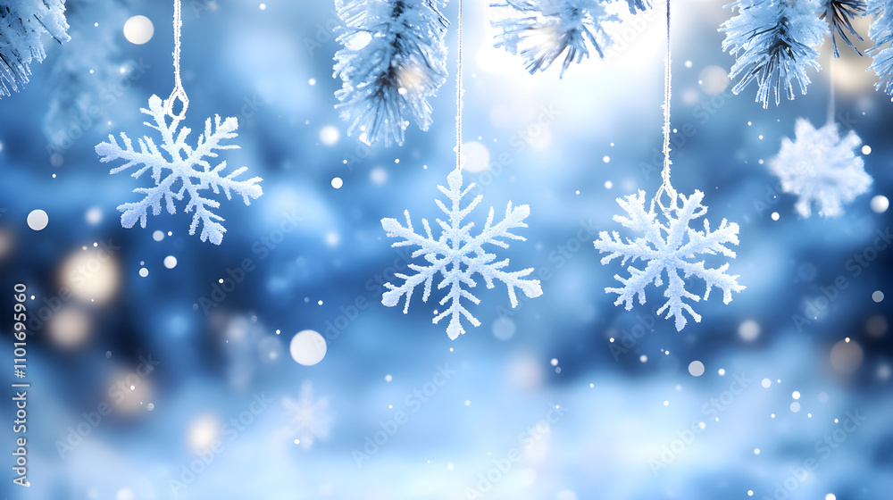 Winter card with white frosty snowflake on blue bokeh background. Magical macro snow backdrop. Holiday celebration greeting card for Christmas New Year. Xmas banner. Winter season concept. Winter card with white frosty snowflake on blue bokeh background. Magical macro snow backdrop. Holiday celebration greeting card for Christmas New Year. Xmas banner. Winter season concept.