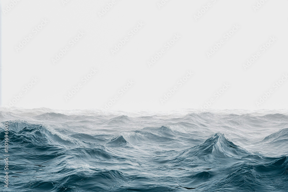 Fototapeta premium Isolated Sea Water Surface on White Background Cutout.