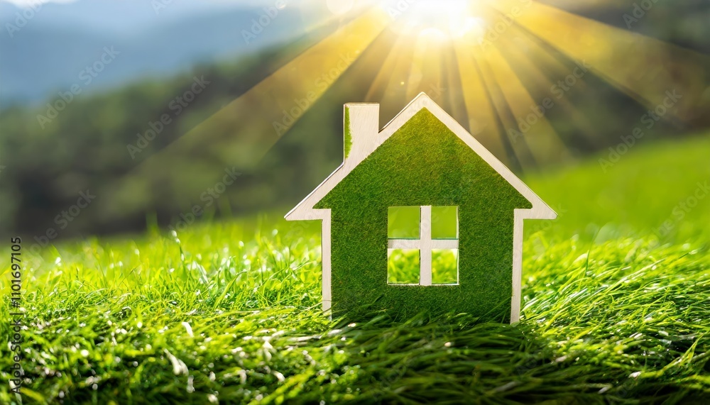 A visually striking conceptual depiction of a sustainable green home emphasizing eco-friendly living, renewable energy, energy-efficient design, and harmony with the environment for a A visually striking conceptual depiction of a sustainable green home emphasizing eco-friendly living, renewable energy, energy-efficient design, and harmony with the environment for a