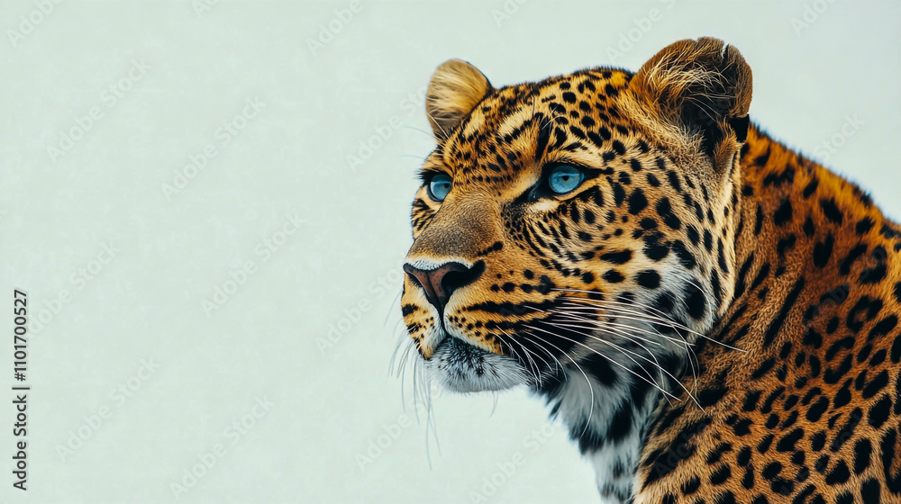 Fototapeta premium Leopard isolated on a white background, with high resolution, ideal for digital art, graphic design, and wildlife projects.
