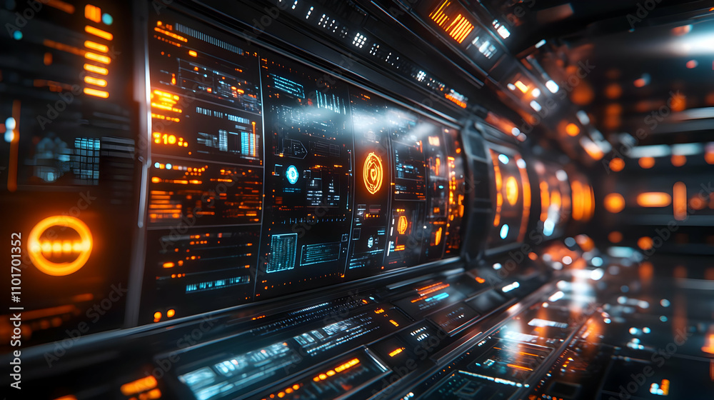 Minimalist Holographic Projections with Futuristic Icons and Copy Space for Sci-Fi Minimalist Holographic Projections with Futuristic Icons and Copy Space for Sci-Fi