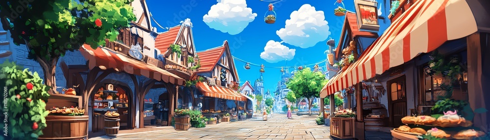 Fototapeta premium Charming fairytale village street scene