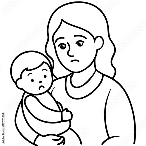 tired mother with fussy baby
