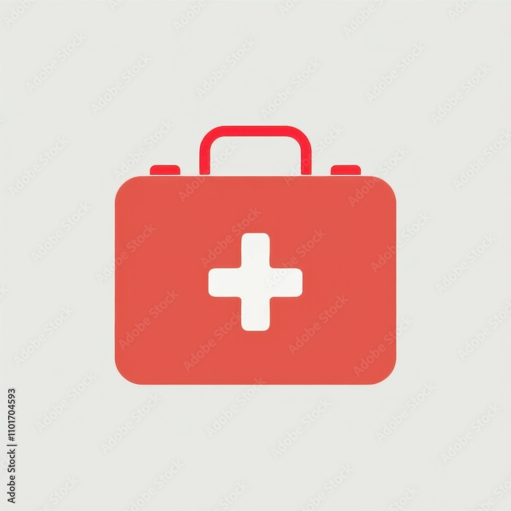 Minimalist First Aid Kit Icon with Red Cross Minimalist First Aid Kit Icon with Red Cross