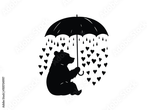 Valentine Bear Silhouette for Creative Valentine Artwork