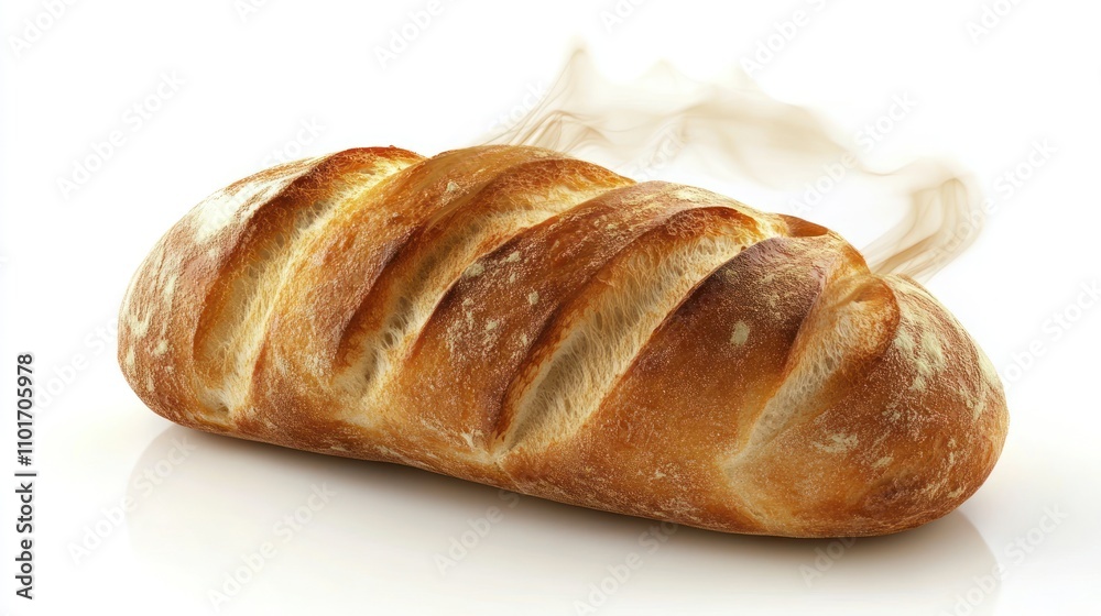 A Loaf Of Freshly Baked Bread Steaming Warmly A Loaf Of Freshly Baked Bread Steaming Warmly