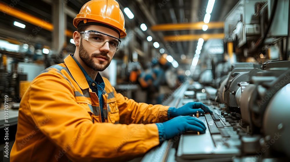 Engineers Utilizing Smart Automation Systems in Modern Workshop with Copy Space Engineers Utilizing Smart Automation Systems in Modern Workshop with Copy Space