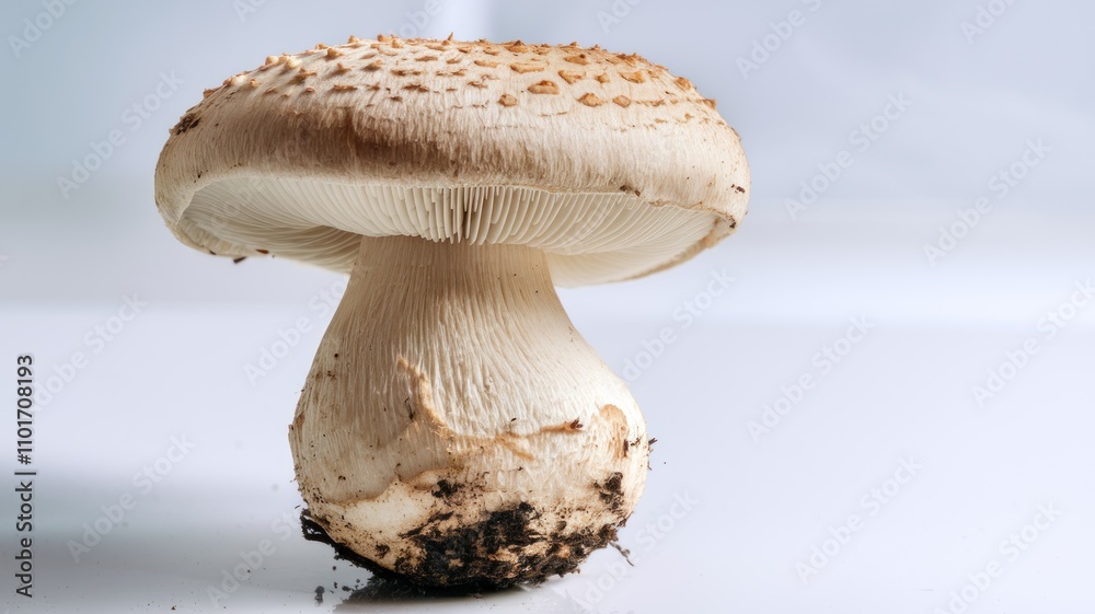 Close-up of a fresh mushroom with earthy texture