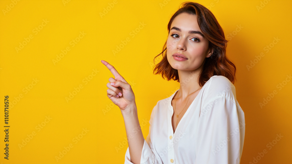 Curious Woman Pointing: Engaging Portrait for Marketing, Social Media, and Interactive Campaigns Curious Woman Pointing: Engaging Portrait for Marketing, Social Media, and Interactive Campaigns