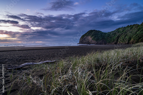 Quiet evening at the North Piha Beach, Auckland, New Zealand photo