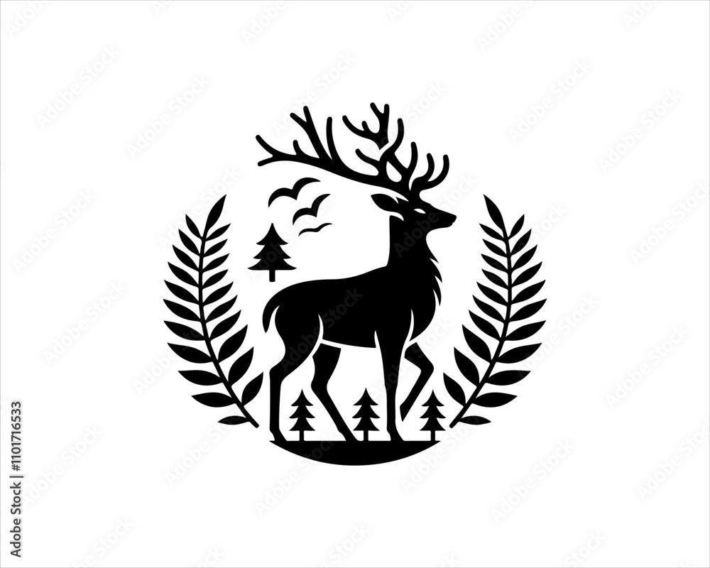 Obraz premium silhouette Deer logo vector illustration
