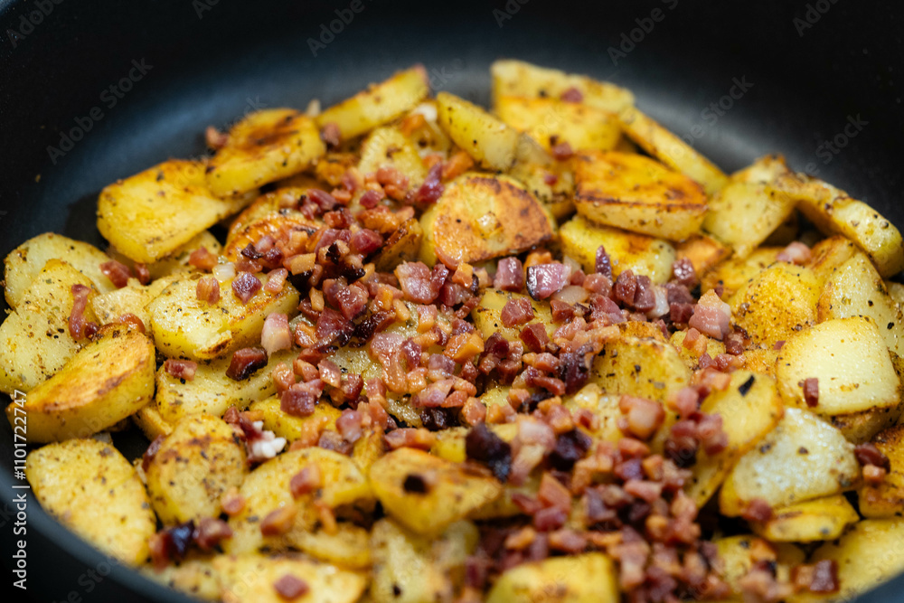 frische Bratkartoffeln mit Zwiebeln uns Speck frische Bratkartoffeln mit Zwiebeln uns Speck