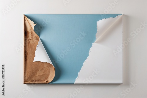 Water-Damaged Paper Edges Displayed on Clean White Canvas
