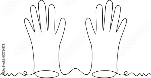 one line art latex gloves vector illustration. line art, one continuous line, simple, hand drawn and sketch style. for icons, symbols, signs or logos