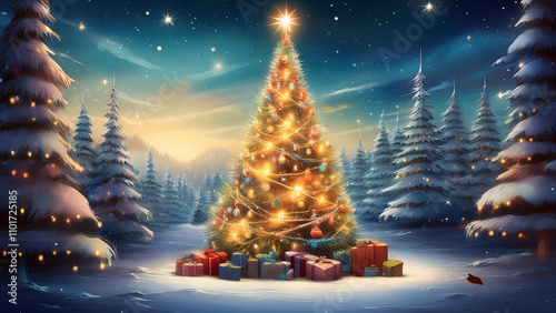 Chirstmas tree card, drawing for Xmas