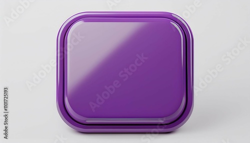 blank mobile application icon button violet square with round corners 3d rendering white background