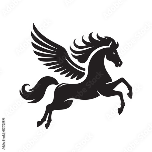 Pegasus Logo Template Vector illustration design, Pegasus logo template vector illustration design, Pegasus logo design, winged horse logo, Pegasus vector template, flying horse logo