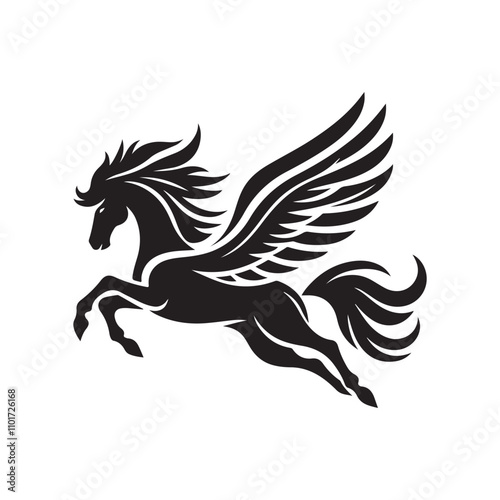 Pegasus Logo Template Vector illustration design, Pegasus logo template vector illustration design, Pegasus logo design, winged horse logo, Pegasus vector template, flying horse logo