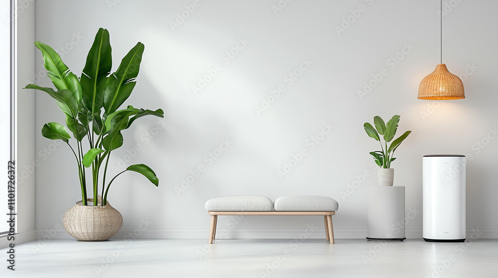 Modern interior design with indoor plants minimalist space natural light contemporary viewpoint peak energy and power storage concepts Modern interior design with indoor plants minimalist space natural light contemporary viewpoint peak energy and power storage concepts