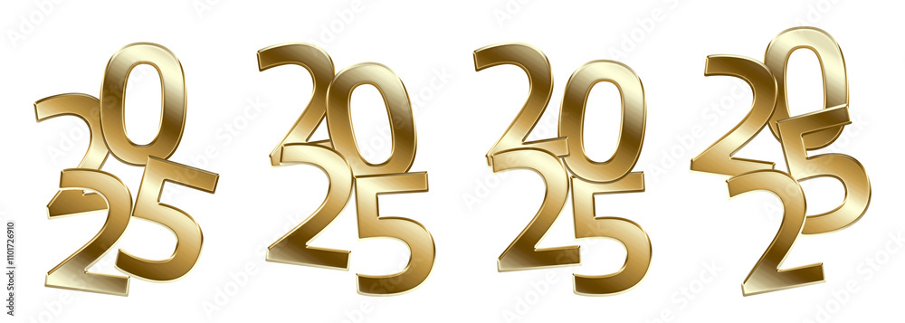 2025 in gold 3D numbers on a transparent background, a versatile set perfect for New Year designs and various creative projects 2025 in gold 3D numbers on a transparent background, a versatile set perfect for New Year designs and various creative projects