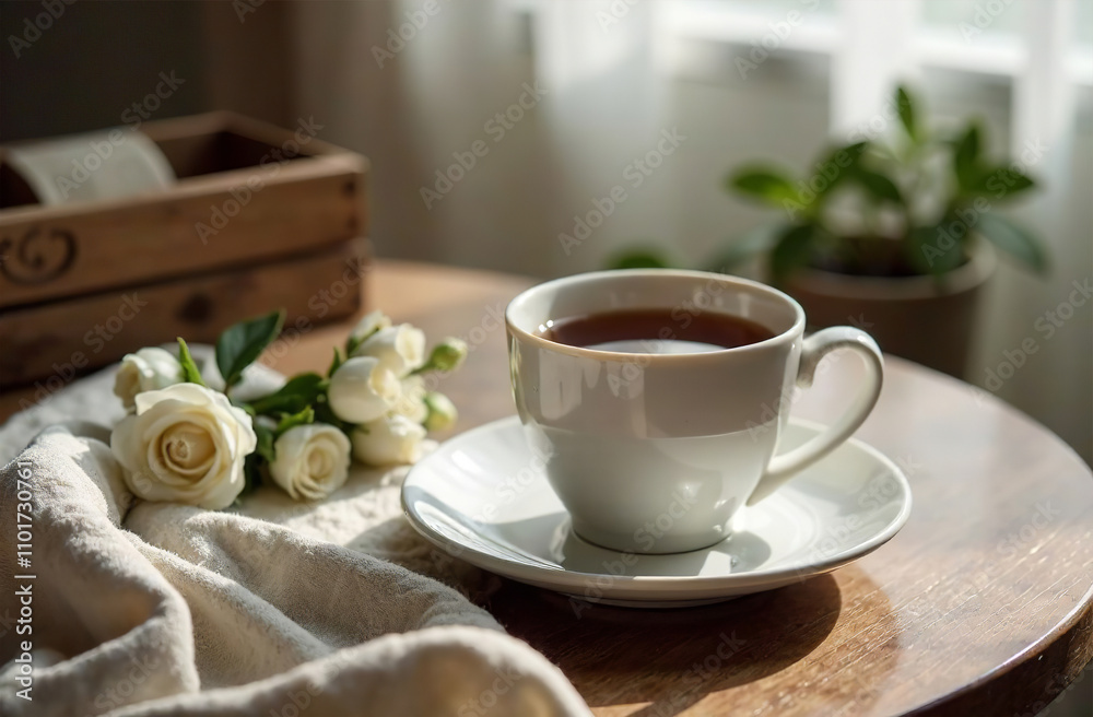 Glass mug tea on light background, drink for restaurant menu. AI Generative Glass mug tea on light background, drink for restaurant menu. AI Generative