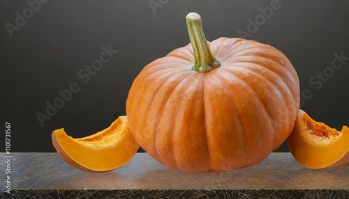 High-Quality Transparent Background Image of a Fresh Vegetable Pumpkin - Perfect for Food Design, Recipes, Digital Art Projects, Market Promotions, and Seasonal Advertising Themes photo