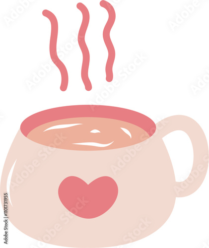 Cute Pink hot tea cartoon