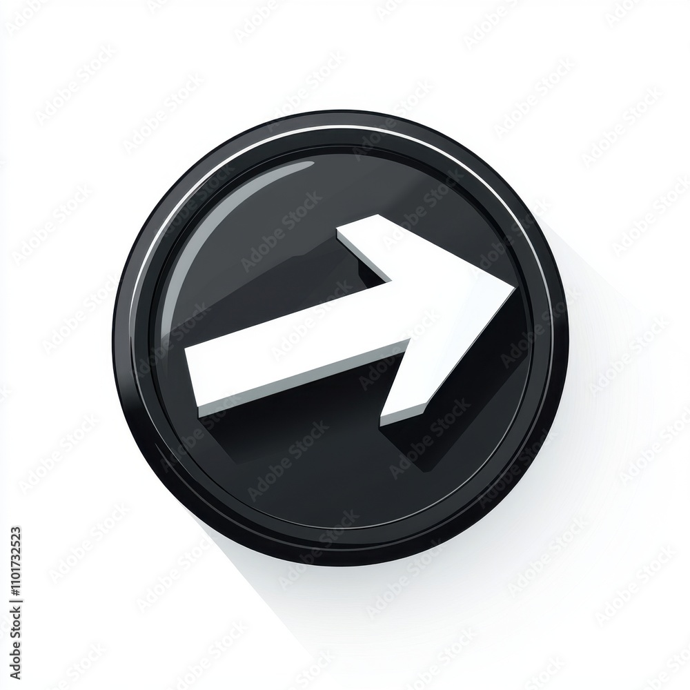 Stylish black and white icon featuring a right arrow symbol, ideal for directional signage. Stylish black and white icon featuring a right arrow symbol, ideal for directional signage.
