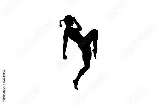 silhouette of muay thai martial arts knee kick
