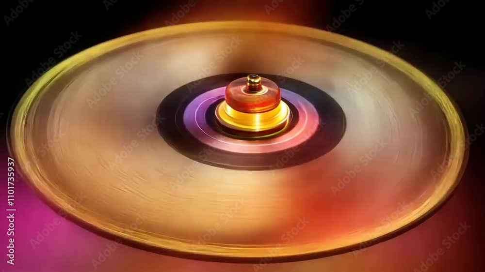 Spinning top in motion on colorful background Spinning top in motion on colorful background