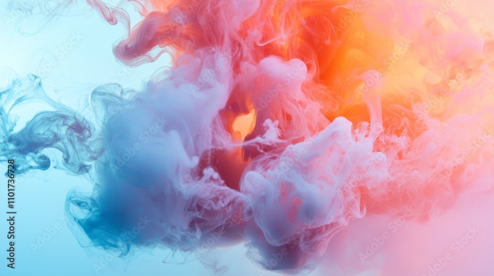 Fototapeta premium Colorful abstract smoke in vibrant hues of orange and blue