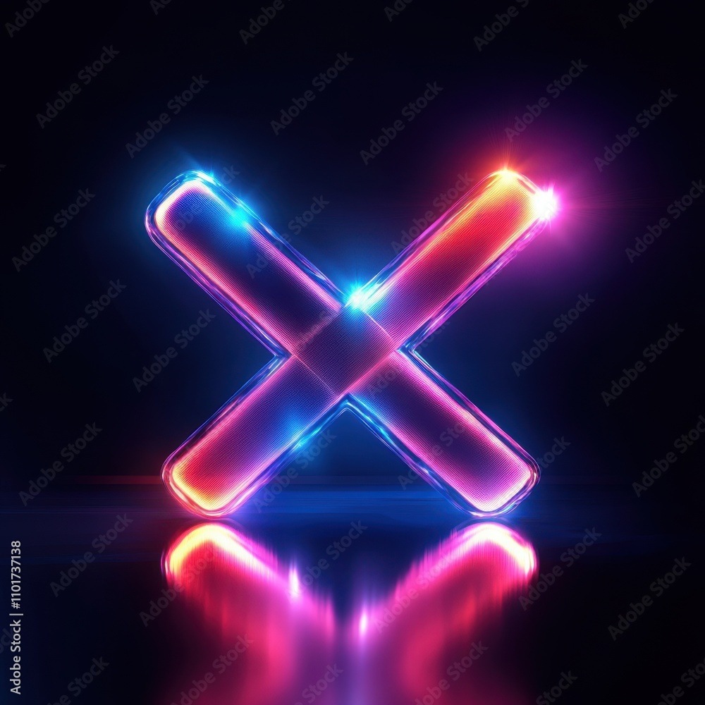 A vibrant neon X-shaped symbol glowing with a mix of pink and blue lights against a dark background. A vibrant neon X-shaped symbol glowing with a mix of pink and blue lights against a dark background.
