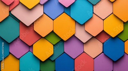 Vibrant Geometric Tessellation Abstract with Playful Color Patterns