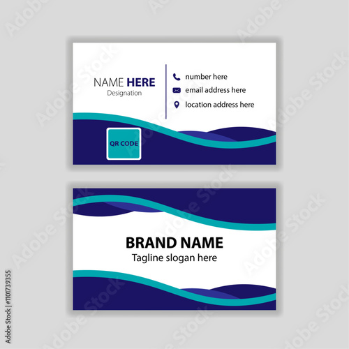 modern print template blue business card inspiration double sided visiting card