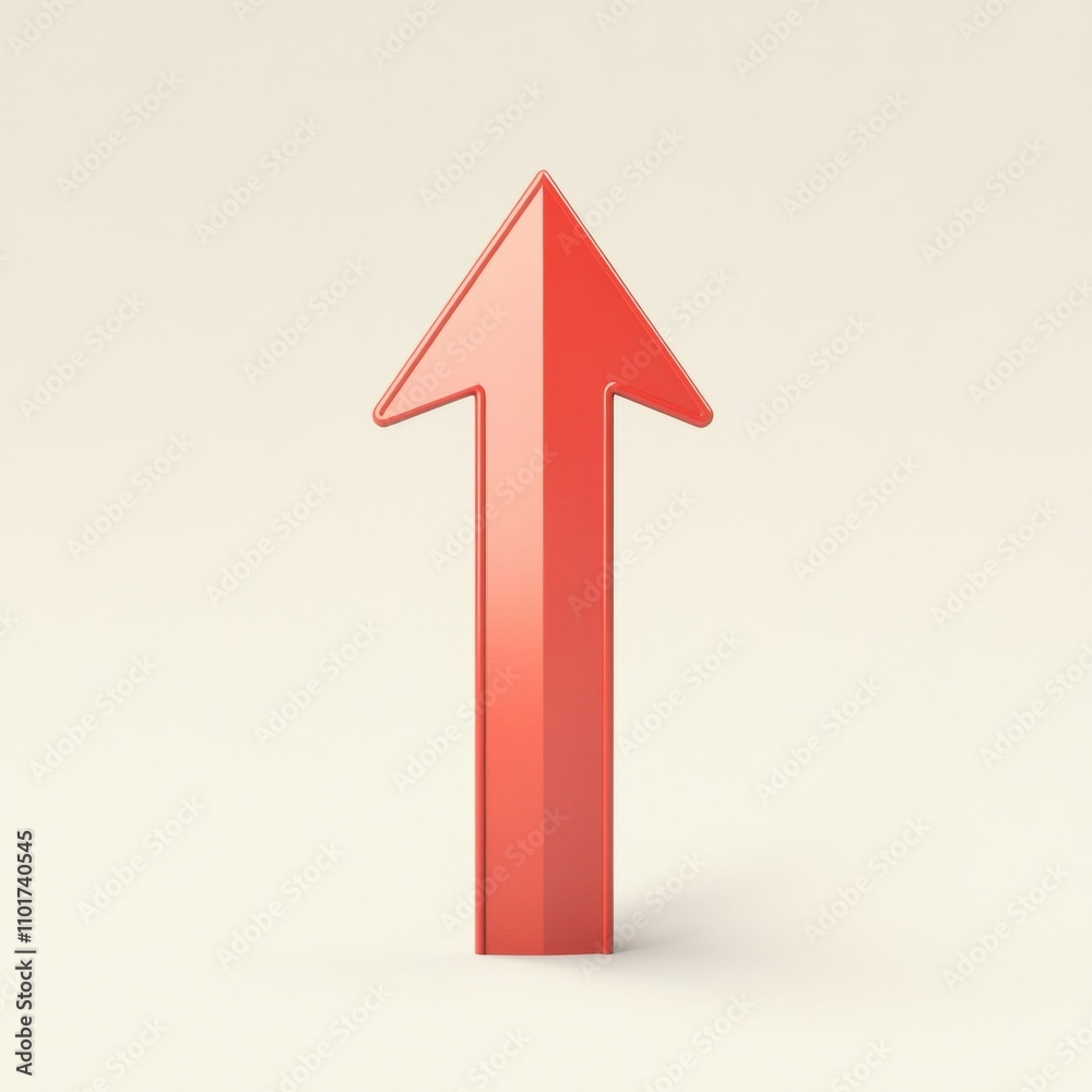 A vibrant red arrow pointing upwards, symbolizing growth and progress, set against a soft beige background. A vibrant red arrow pointing upwards, symbolizing growth and progress, set against a soft beige background.