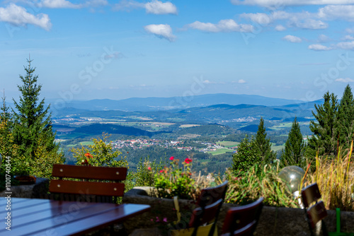 Hiking on the Hadriwa High Path in the Bavarian Forests Germany. photo