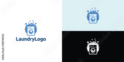 Laundry logo design. Washing machine icon for laundry service business logo template.