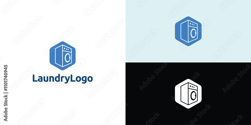 Fototapeta premium Laundry logo design. Washing machine icon for laundry service business logo template.