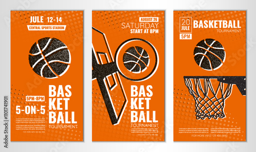 Vector illustration about basketball tournament, match, game. Use as advertising, invitation, banner, poster
